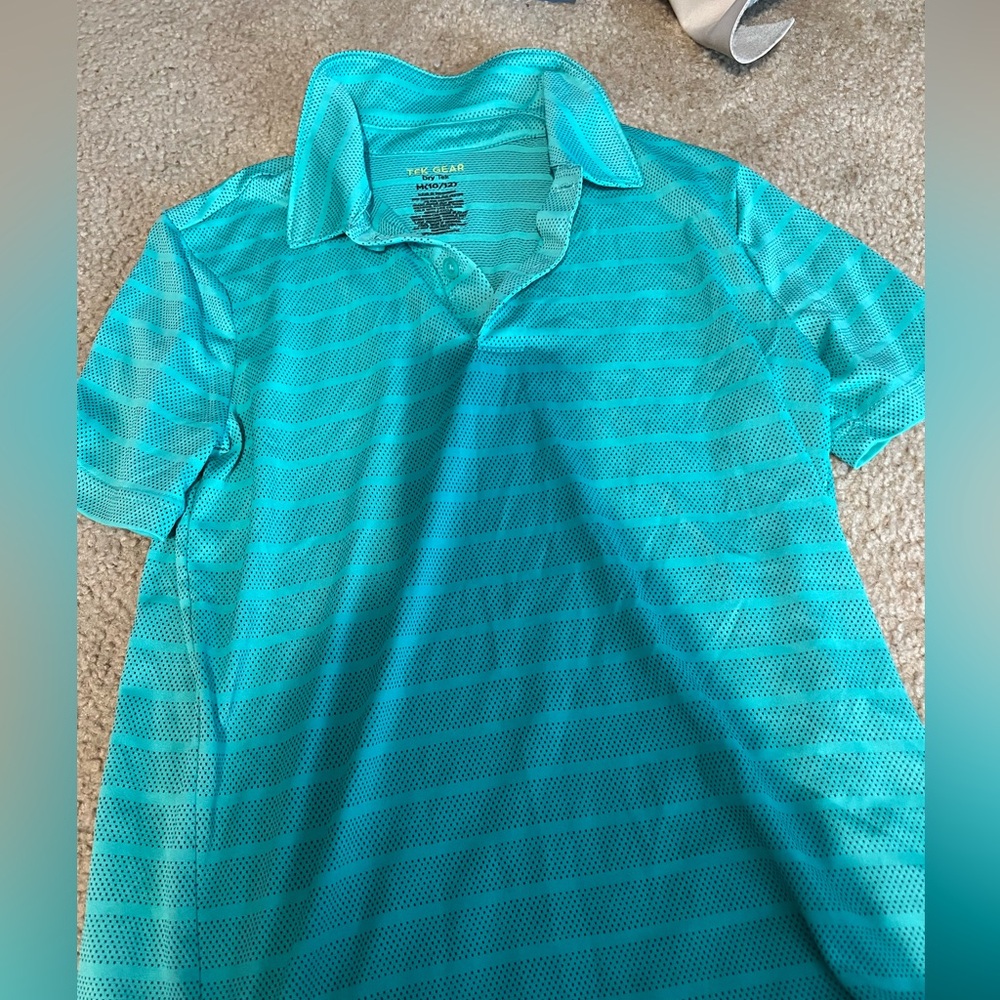 Tec gear boys 10/12 dry weave turquoise shirt